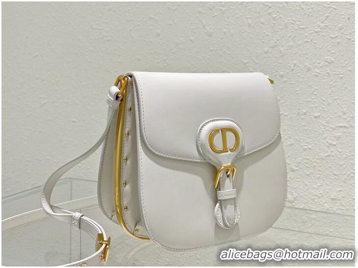 Top Quality DIOR BOBBY FRAME BAG Cognac-Colored Box Calfskin M9333U white