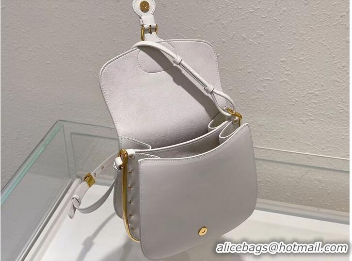 Top Quality DIOR BOBBY FRAME BAG Cognac-Colored Box Calfskin M9333U white