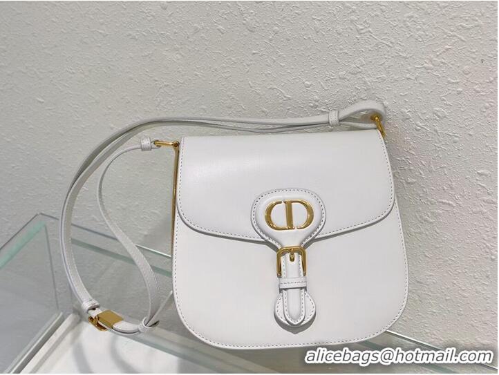 Top Quality DIOR BOBBY FRAME BAG Cognac-Colored Box Calfskin M9333U white