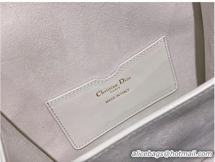 Top Quality DIOR BOBBY FRAME BAG Cognac-Colored Box Calfskin M9333U white