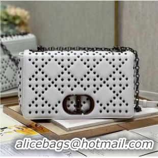 Top Design DIOR CARO MACROCANNAGE POUCH Macrocannage Calfskin with Star Motif C3136 white&black