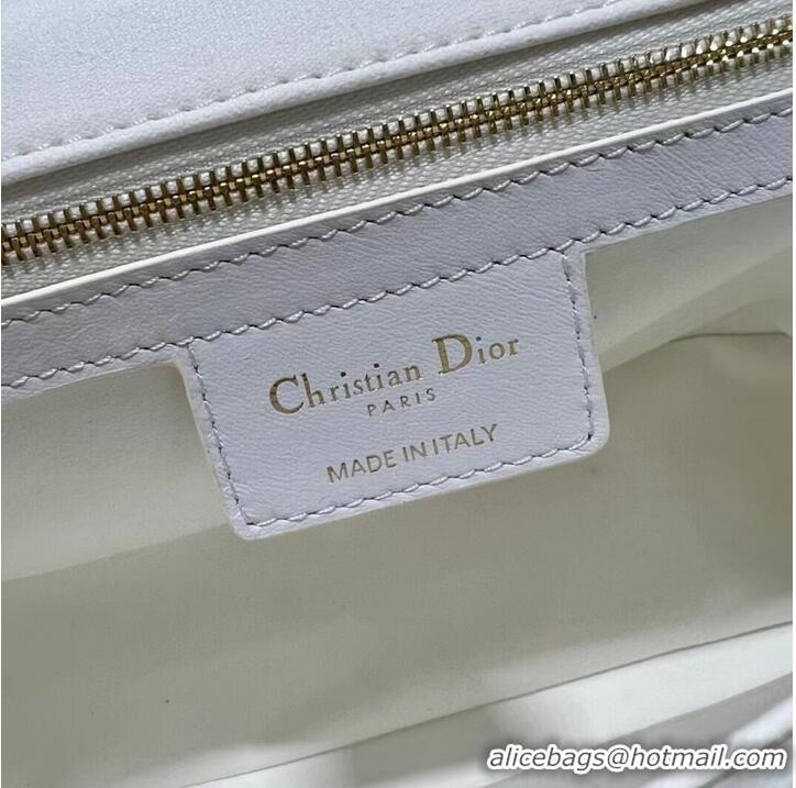 Market Sells DIOR CARO MACROCANNAGE POUCH Macrocannage Calfskin with Star Motif C3136 white&gold