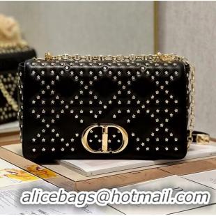 Original Cheap DIOR CARO MACROCANNAGE POUCH Macrocannage Calfskin with Star Motif C3136 black&gold