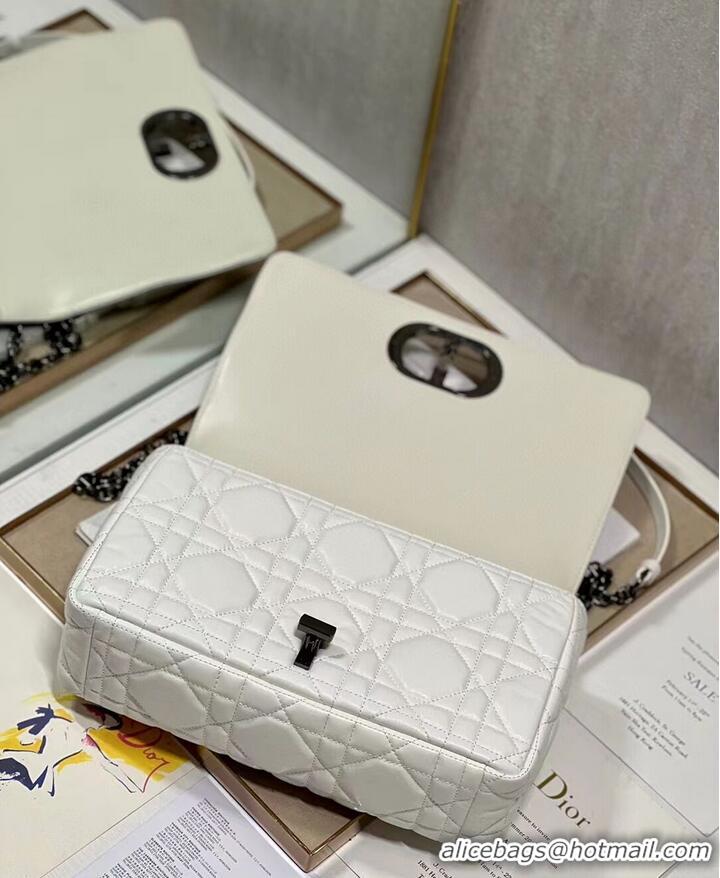 Reasonable Price LARGE DIOR CARO BAG Supple Cannage Calfskin C3155 white&black