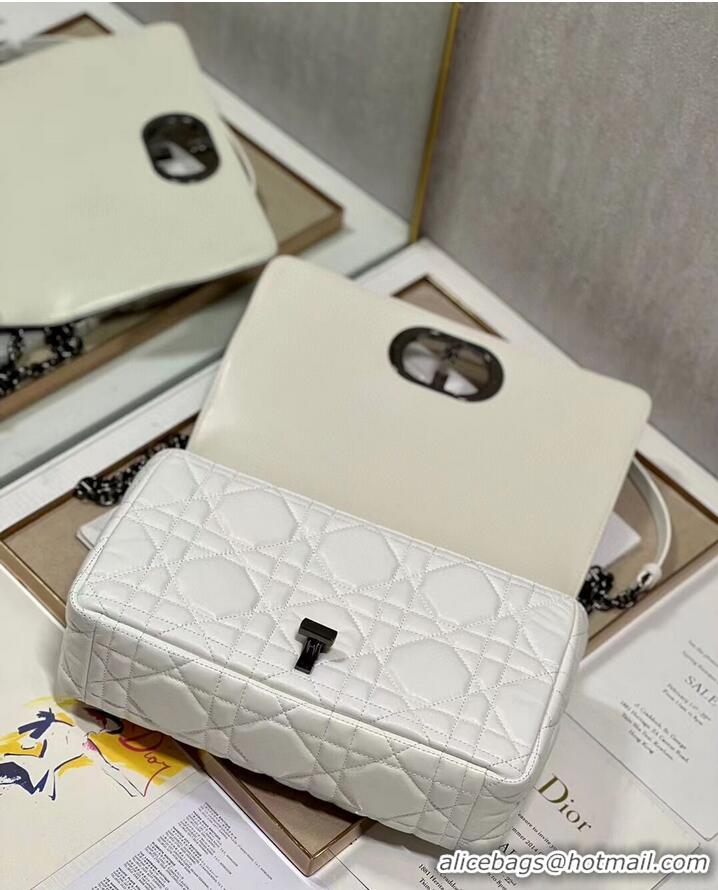 Reasonable Price LARGE DIOR CARO BAG Supple Cannage Calfskin C3155 white&black