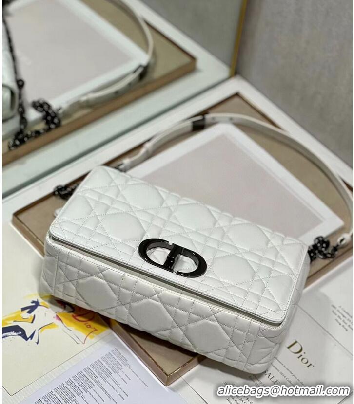 Reasonable Price LARGE DIOR CARO BAG Supple Cannage Calfskin C3155 white&black