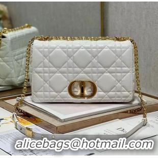 Promotional LARGE DIOR CARO BAG Supple Cannage Calfskin C3155 white&gold