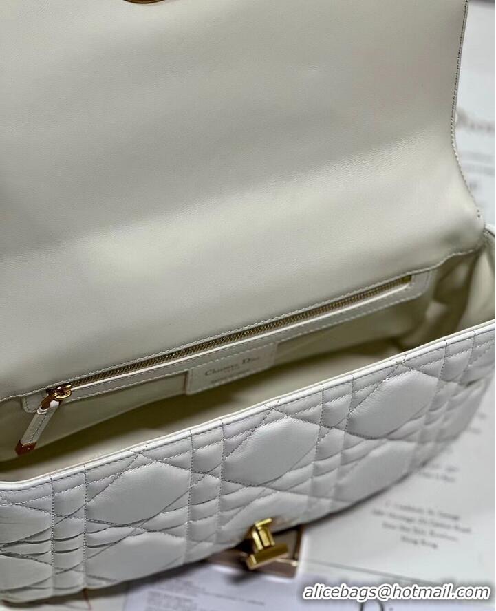 Promotional LARGE DIOR CARO BAG Supple Cannage Calfskin C3155 white&gold