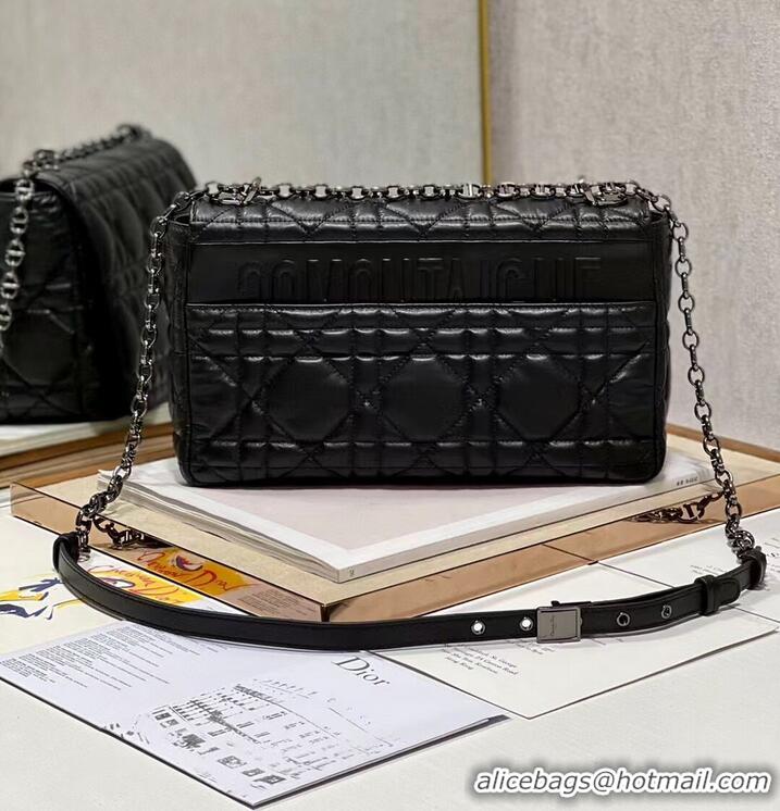 Grade Quality LARGE DIOR CARO BAG Supple Cannage Calfskin C3155 black