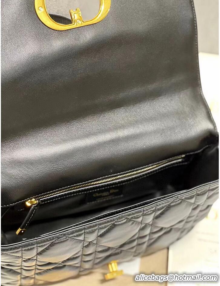 Most Popular LARGE DIOR CARO BAG Supple Cannage Calfskin C3155 black&gold