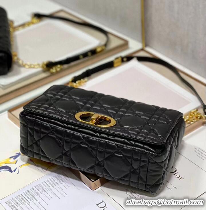 Most Popular LARGE DIOR CARO BAG Supple Cannage Calfskin C3155 black&gold