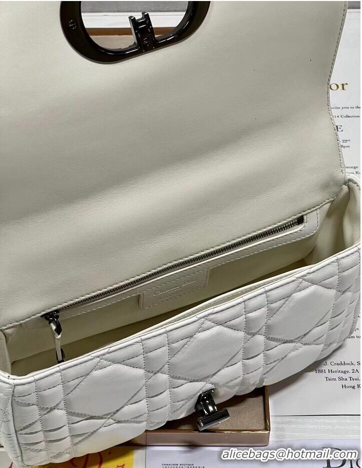 New Arrivals MEDIUM DIOR CARO BAG Supple Cannage Calfskin M9242U white&black