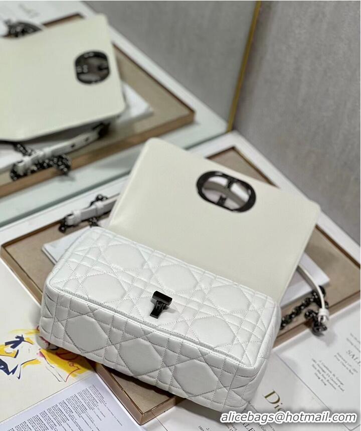 New Arrivals MEDIUM DIOR CARO BAG Supple Cannage Calfskin M9242U white&black