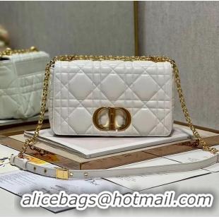 Fashion Luxury MEDIUM DIOR CARO BAG Supple Cannage Calfskin M9242U white&gold