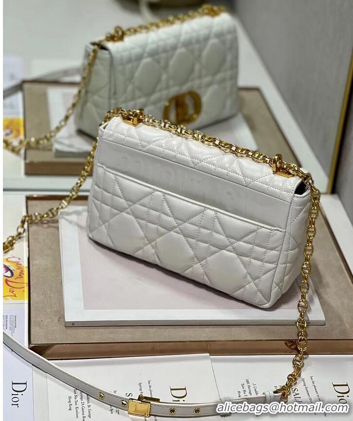 Fashion Luxury MEDIUM DIOR CARO BAG Supple Cannage Calfskin M9242U white&gold