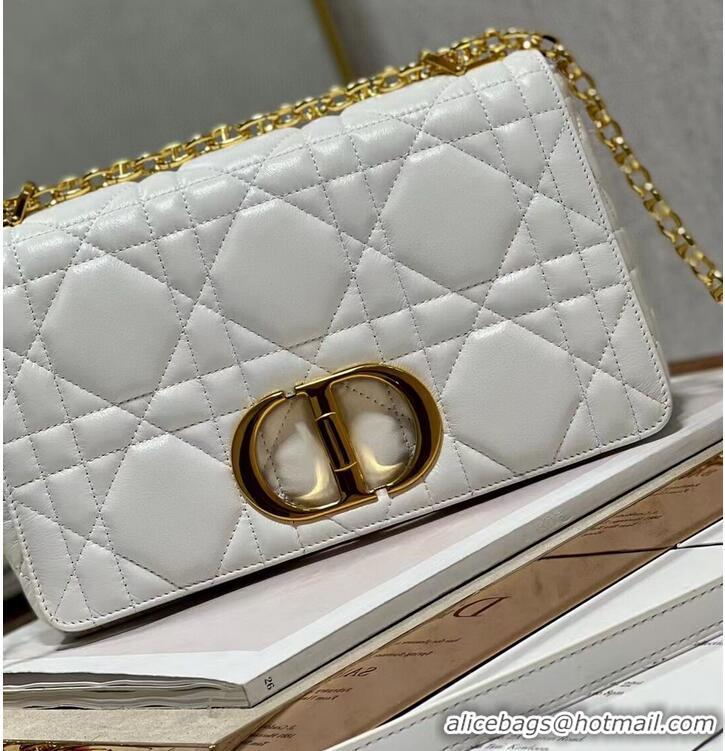 Fashion Luxury MEDIUM DIOR CARO BAG Supple Cannage Calfskin M9242U white&gold