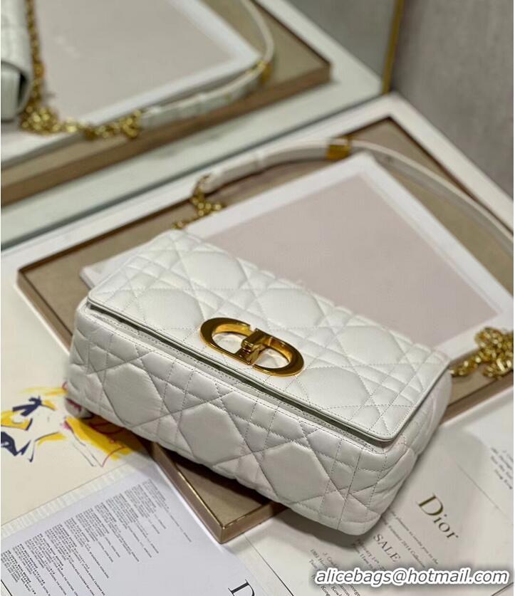 Fashion Luxury MEDIUM DIOR CARO BAG Supple Cannage Calfskin M9242U white&gold