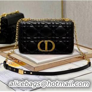 Free Shipping MEDIUM DIOR CARO BAG Supple Cannage Calfskin M9242U black&gold