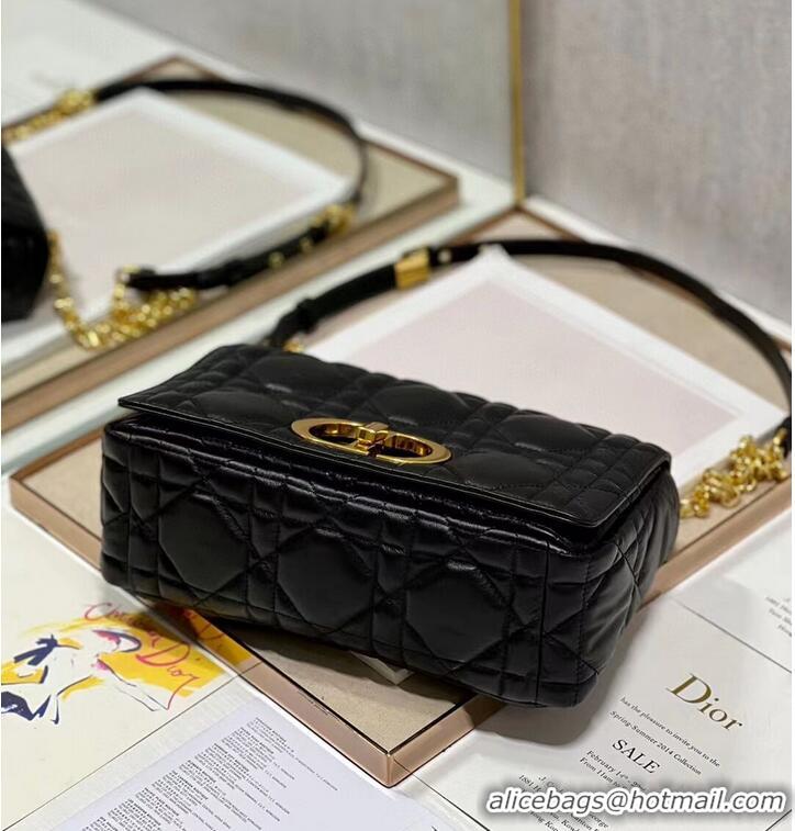 Free Shipping MEDIUM DIOR CARO BAG Supple Cannage Calfskin M9242U black&gold