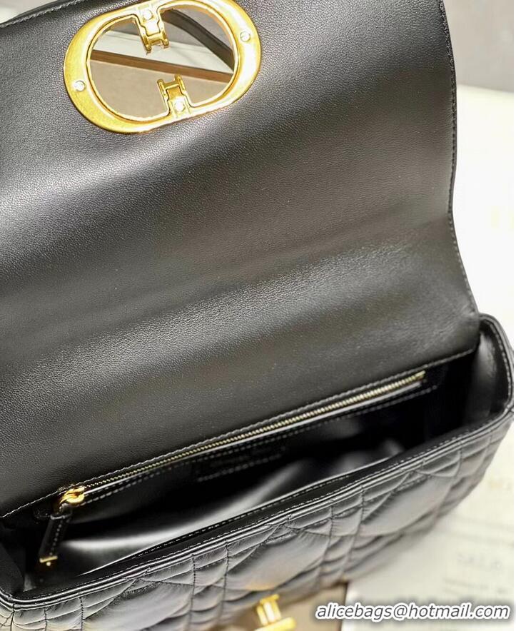 Free Shipping MEDIUM DIOR CARO BAG Supple Cannage Calfskin M9242U black&gold