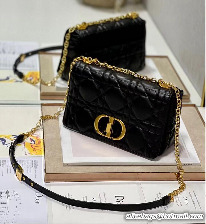 Free Shipping MEDIUM DIOR CARO BAG Supple Cannage Calfskin M9242U black&gold