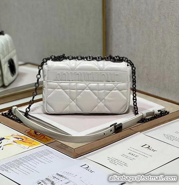 Cheapest SMALL DIOR CARO BAG Supple Cannage Calfskin M9241U white&black