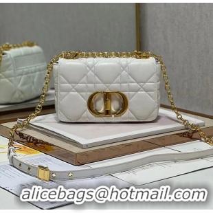 Good Quality SMALL DIOR CARO BAG Supple Cannage Calfskin M9241U white&gold