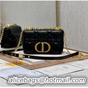 Grade Quality SMALL DIOR CARO BAG Supple Cannage Calfskin M9241U black&gold