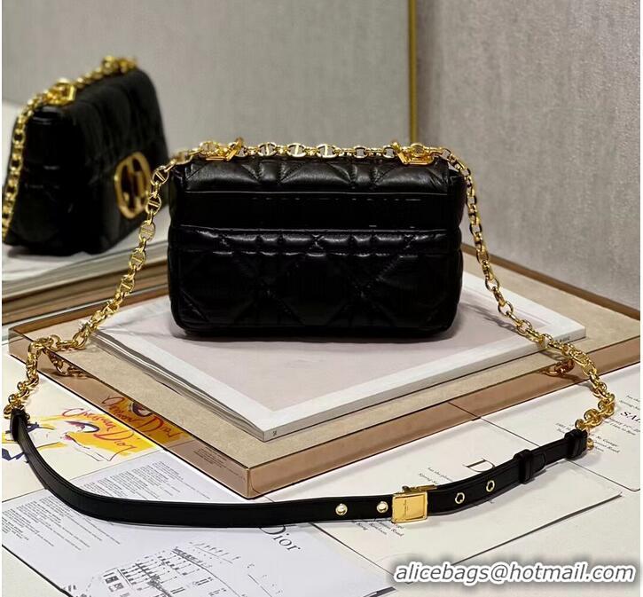 Grade Quality SMALL DIOR CARO BAG Supple Cannage Calfskin M9241U black&gold