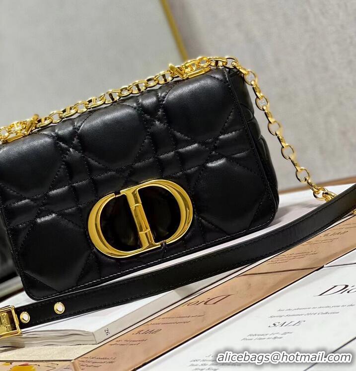 Grade Quality SMALL DIOR CARO BAG Supple Cannage Calfskin M9241U black&gold