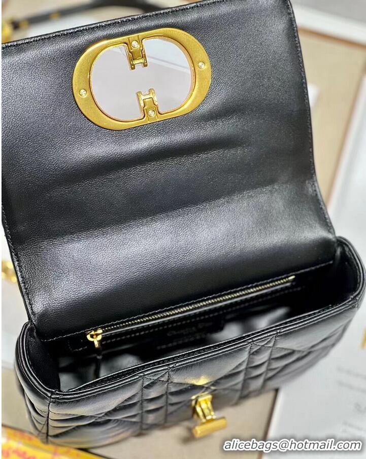 Grade Quality SMALL DIOR CARO BAG Supple Cannage Calfskin M9241U black&gold