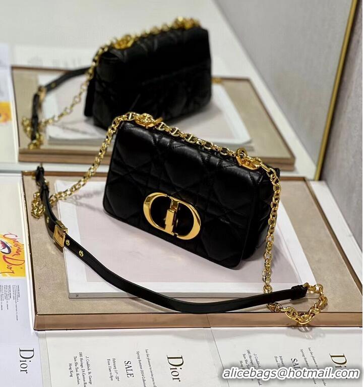 Grade Quality SMALL DIOR CARO BAG Supple Cannage Calfskin M9241U black&gold