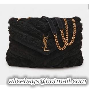 Best Grade SAINT LAURENT LOULOU CHAIN BAG IN QUILTED Y Lambhair Y682218 BLACK