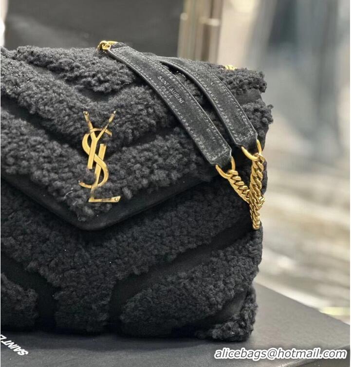 Best Grade SAINT LAURENT LOULOU CHAIN BAG IN QUILTED Y Lambhair Y682218 BLACK