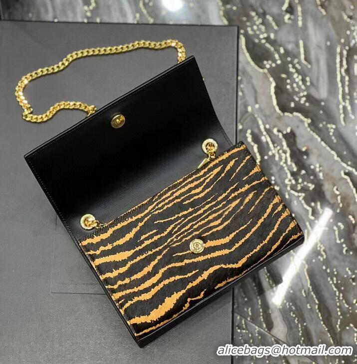 Good Product SAINT LAUREN KATE SMALL CHAIN BAG IN tiger stripe Y766993 BROWN