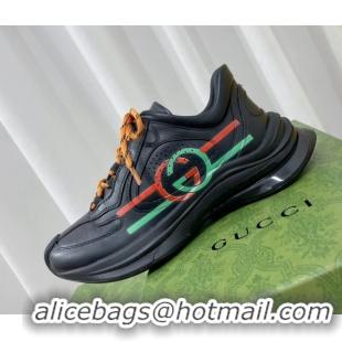 Unique Style Gucci Run Trainers in Interlocking G Print Leather Black 120244