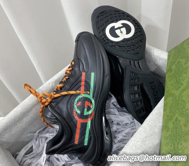 Unique Style Gucci Run Trainers in Interlocking G Print Leather Black 120244