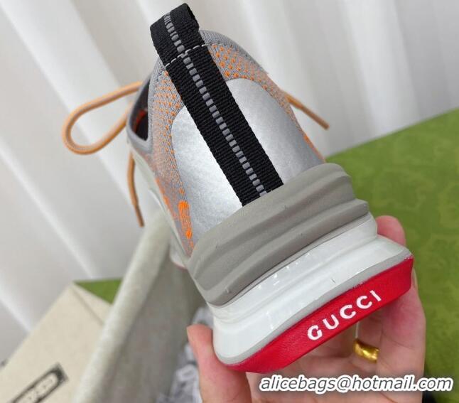 Gucci Run Sneakers in Interlocking G Knit Fabric Grey/Orange 120247