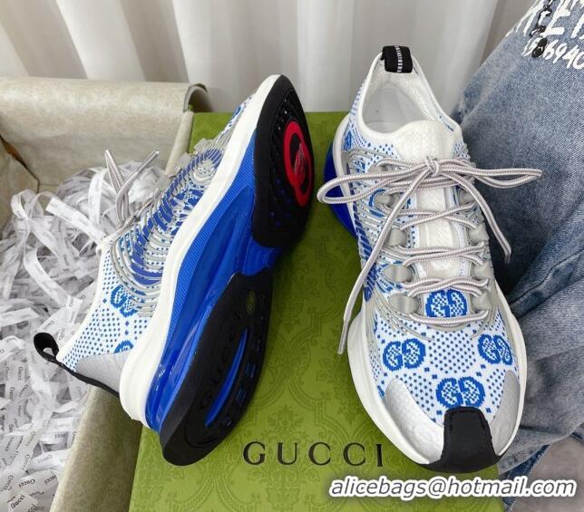 Low Price Gucci Run Sneakers in Interlocking G Knit Fabric White/Blue 2120248