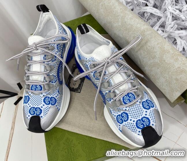 Low Price Gucci Run Sneakers in Interlocking G Knit Fabric White/Blue 2120248