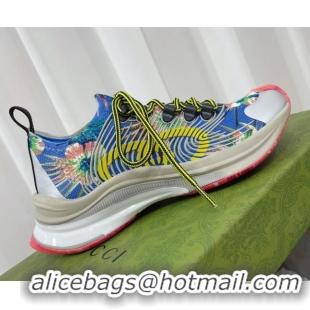 Popular Style Gucci Run Sneakers in Interlocking G Knit Fabric Print/Blue 120249