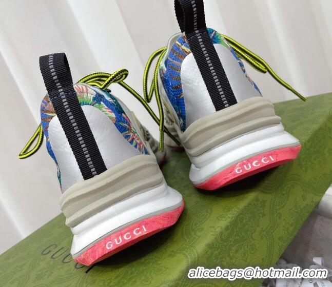 Popular Style Gucci Run Sneakers in Interlocking G Knit Fabric Print/Blue 120249