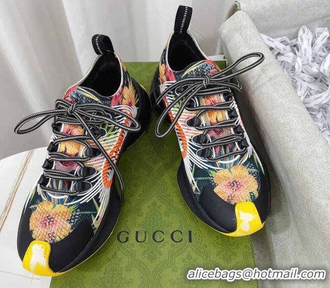 Top Design Gucci Run Sneakers in Interlocking G Knit Fabric Print/Black 120250