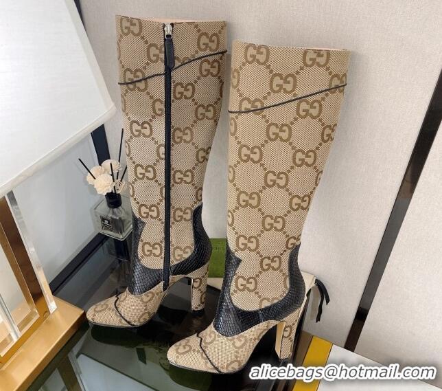 Pretty Style Gucci Maxi-GG Canvas High Boots 10.5cm Camel 120262