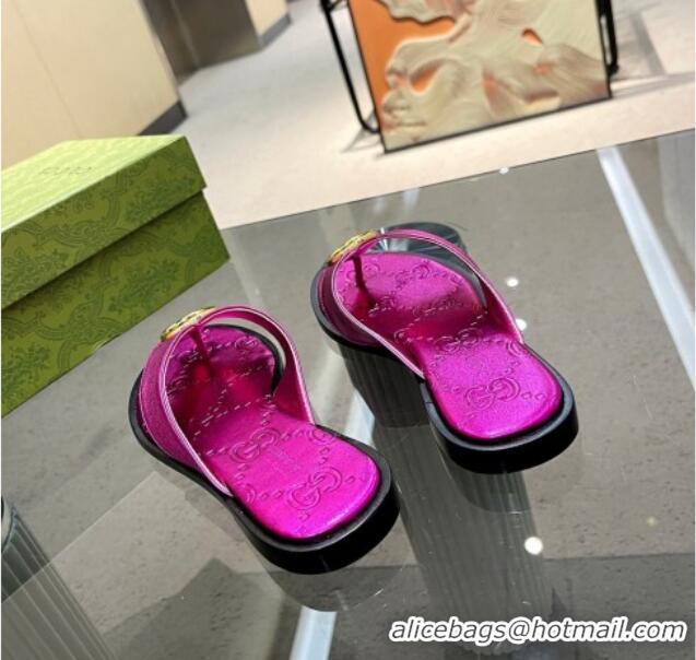 Pretty Style Gucci Metallic Leather Flat Thong Sandals Pink 120268