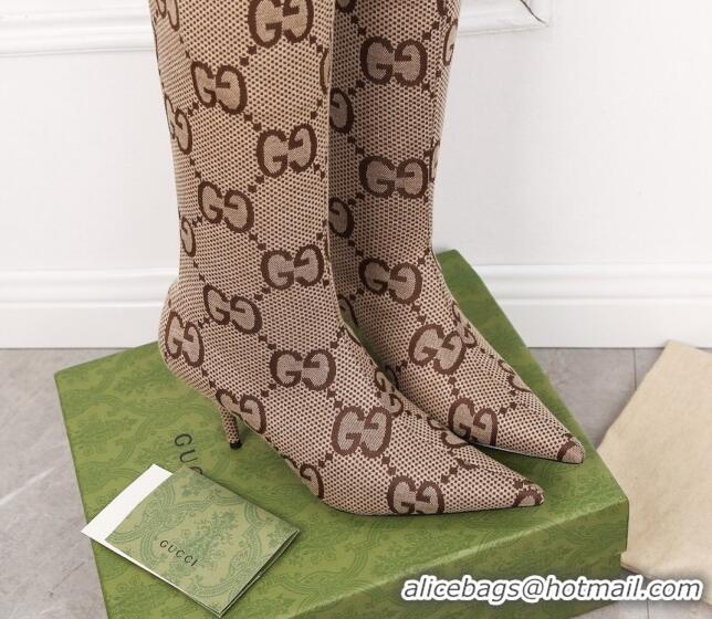 Best Grade Gucci Maxi GG Canvas Over-Knee High Boots 8cm Camel 122358