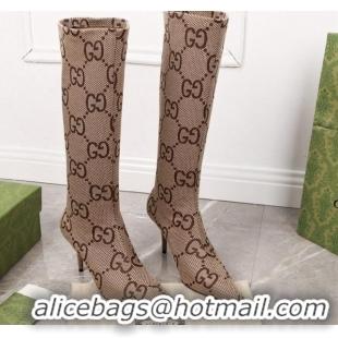 Top Grade Gucci Maxi GG Canvas Over-Knee High Boots 8cm Camel 2122358