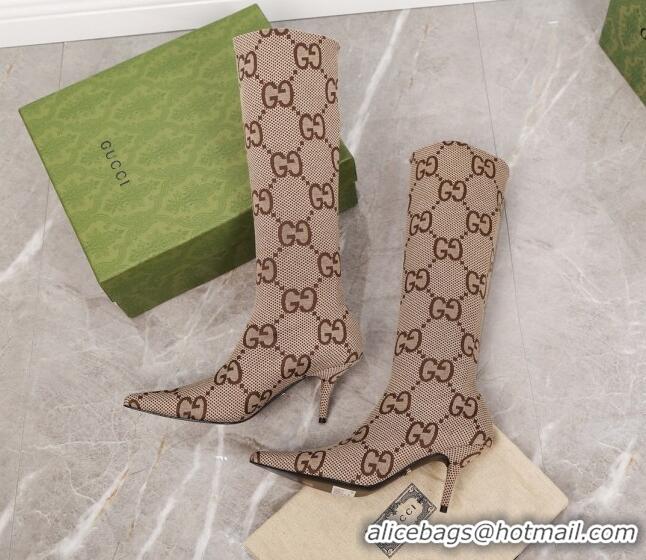 Top Grade Gucci Maxi GG Canvas Over-Knee High Boots 8cm Camel 2122358