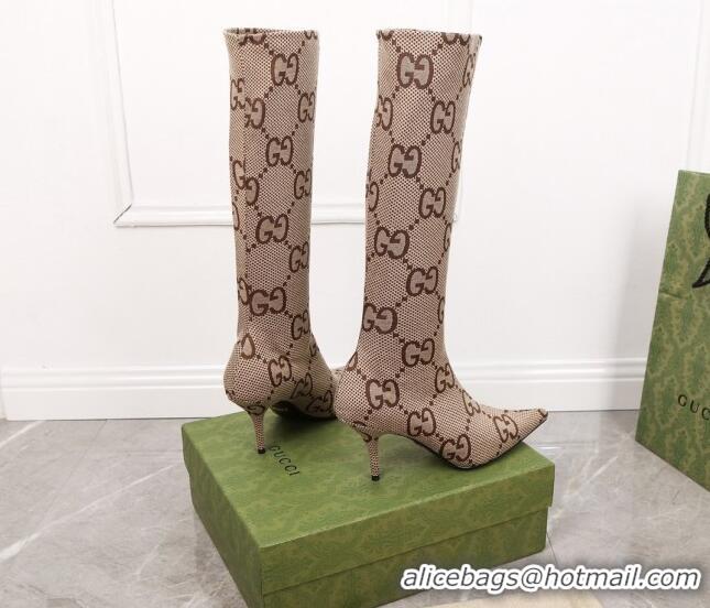 Top Grade Gucci Maxi GG Canvas Over-Knee High Boots 8cm Camel 2122358