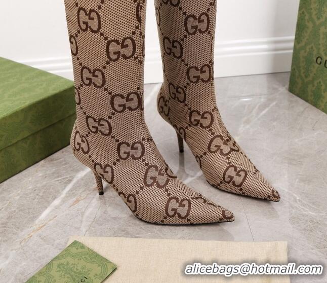 Top Grade Gucci Maxi GG Canvas Over-Knee High Boots 8cm Camel 2122358